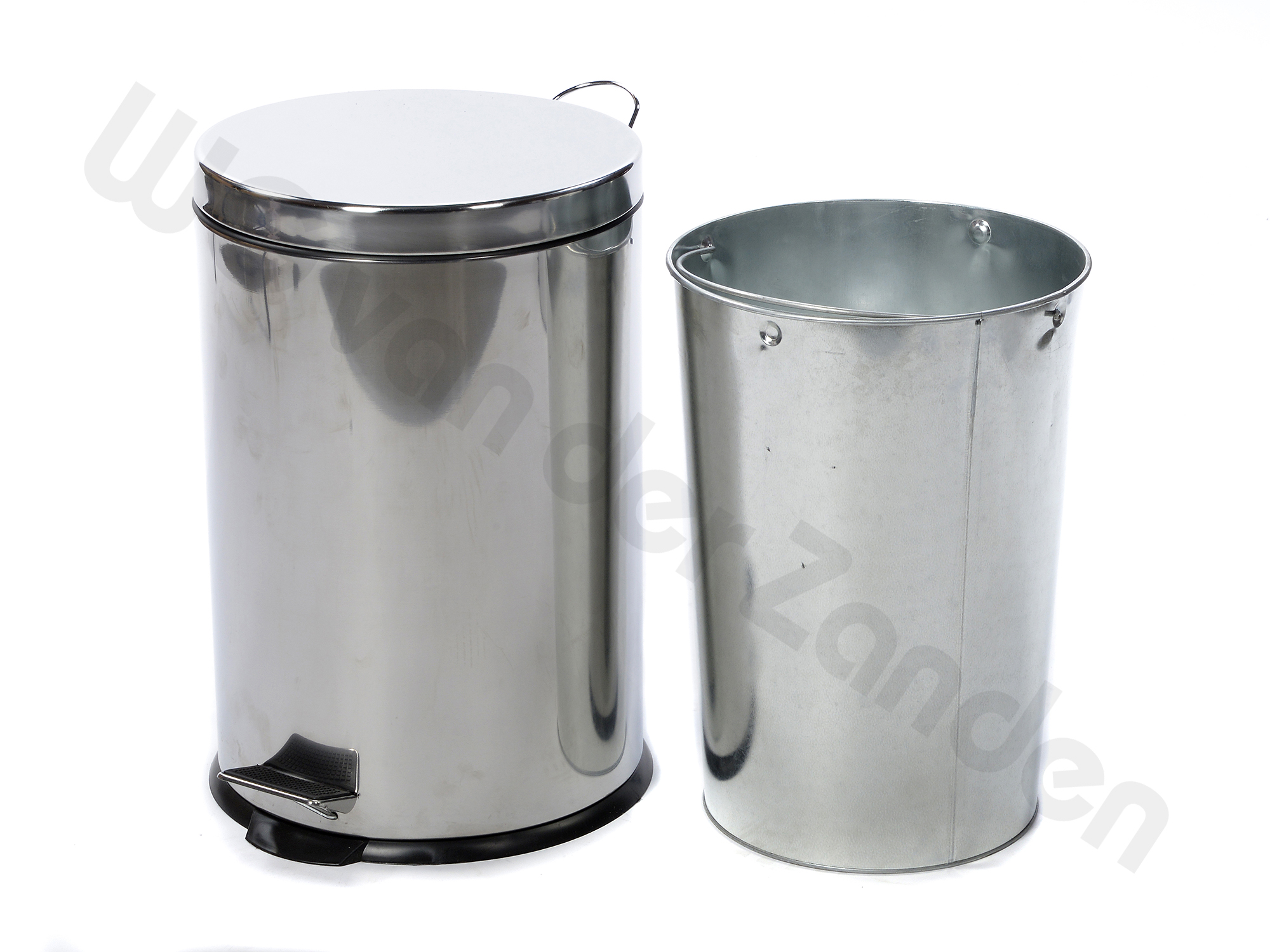 259063 PEDAAL EMMER 20 LTR RVS METALEN BINNENEMMER