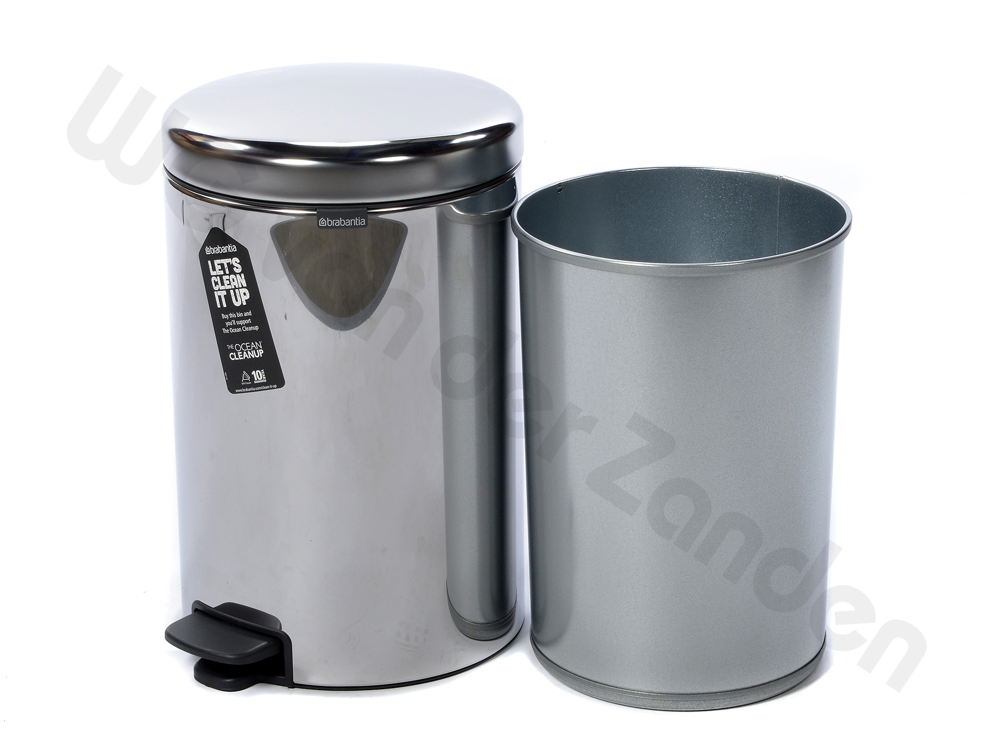 259063B PEDAAL EMMER 20 LTR RVS METALEN BINNENEMMER BRABANTIA