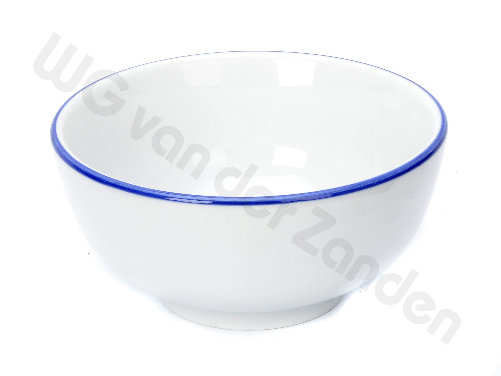 391801 RICE SOUP BOWL 15CMØ BLUE LINED &quot;HOLLAND PORCELAIN&quot;