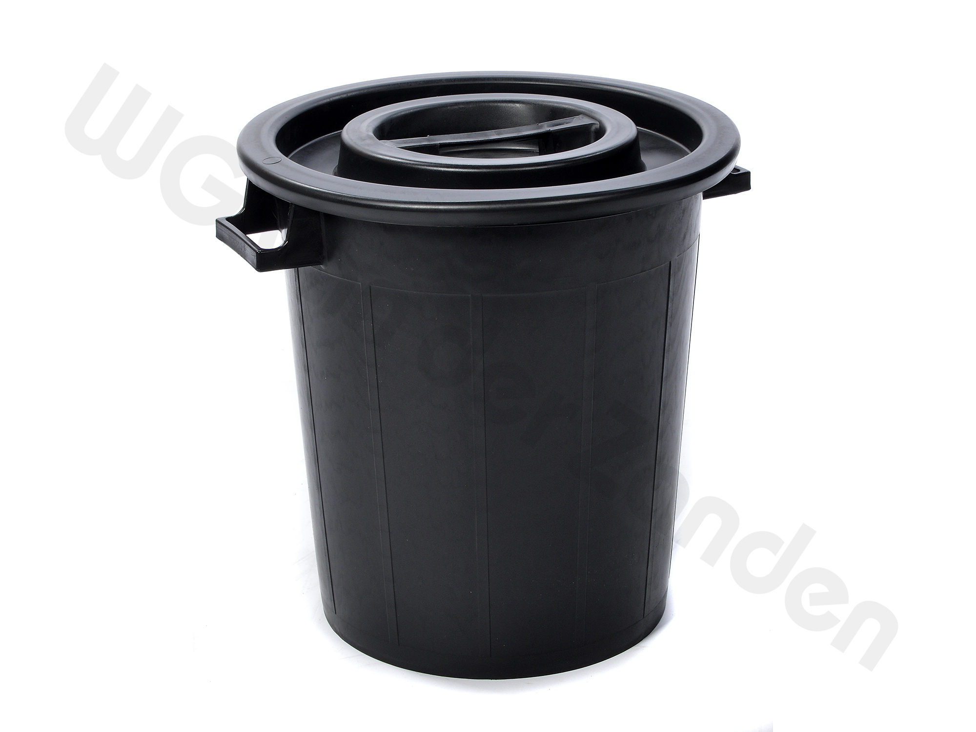 440032 GARBAGE BIN PLASTIC 50 LTR ROUND WITH COVER BLACK