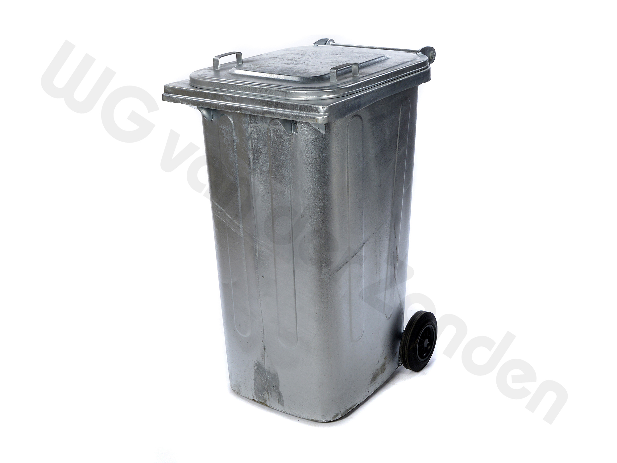 440050 GARBAGE BIN 240 LTR GALV. STEEL TWO WHEELED