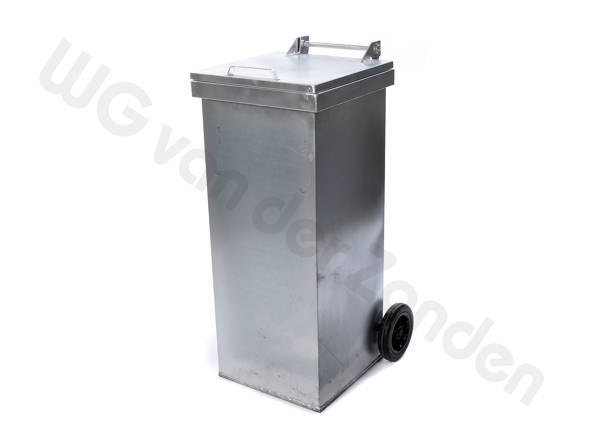 440051 GARBAGE BIN 120 LTR GALV. STEEL TWO WHEELED