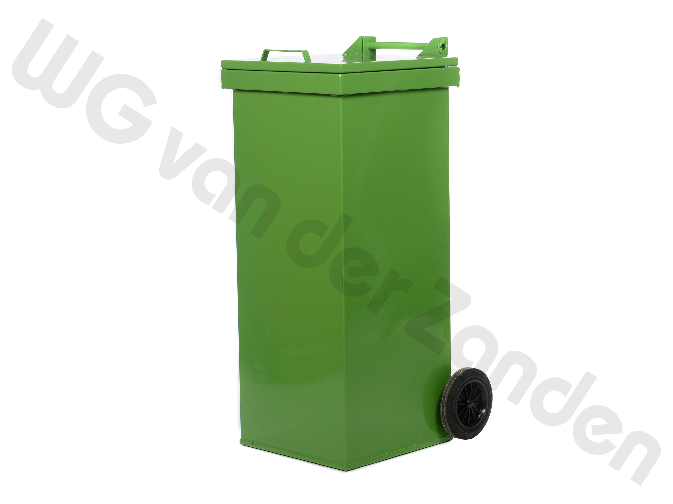 440068 GARBAGE BINS 120 LTR METAL TWO WHEELED GROEN