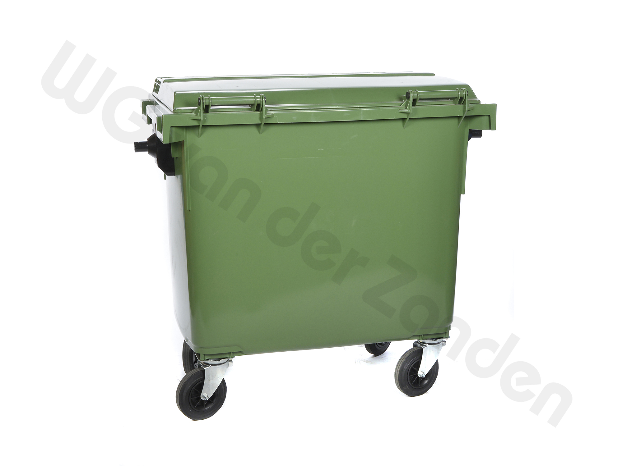 440350 AFVALCONTAINER 660 LTR KUNSTSTOF M/WIEL GROEN