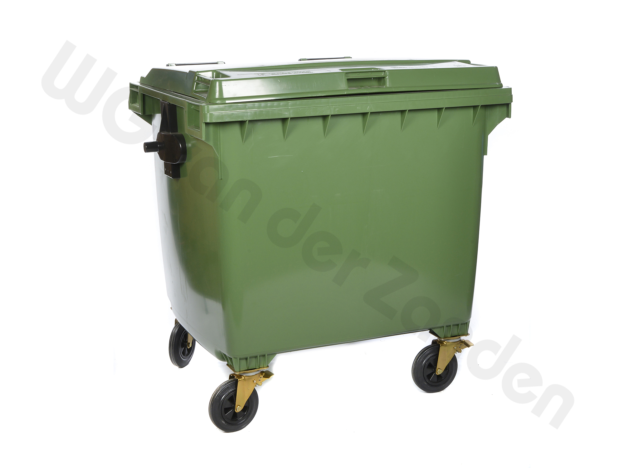 440355 AFVALCONTAINER 1100 LTR KUNSTSTOF M/WIEL GROEN