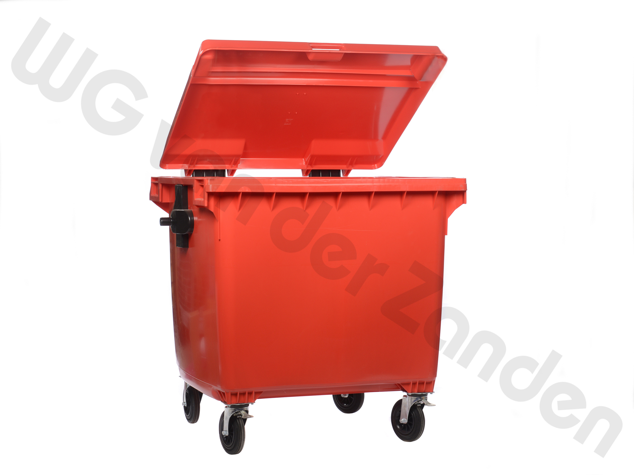 440358 AFVALCONTAINER 1100 LTR KUNSTSTOF M/WIEL ROOD