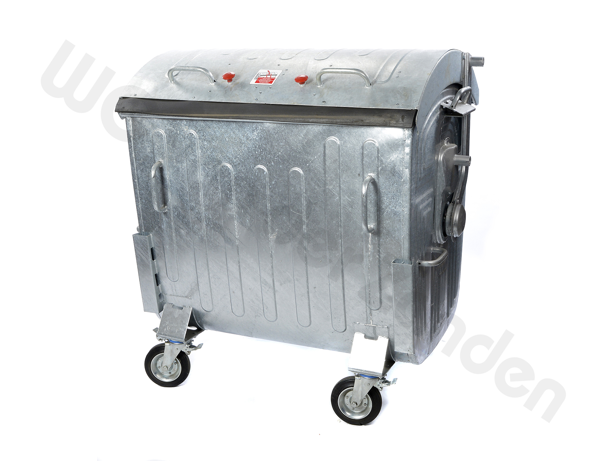 440457 GARBAGE CONTAINER 1100 LTR GALV. STEEL DOME LID WHEELED
