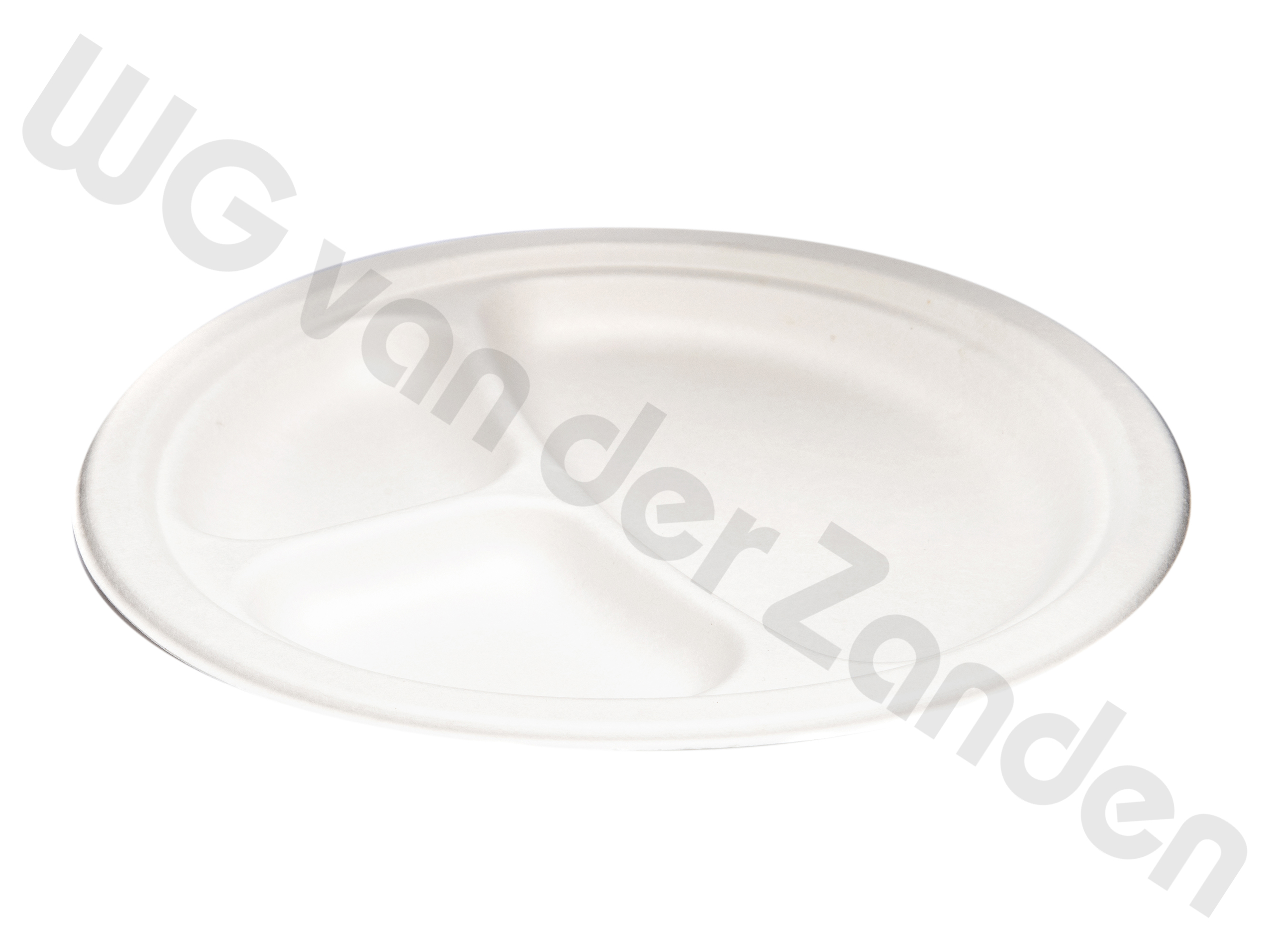 662406 PLATE DISPOSABLE BAGASSE COMPARTED 23CMØ