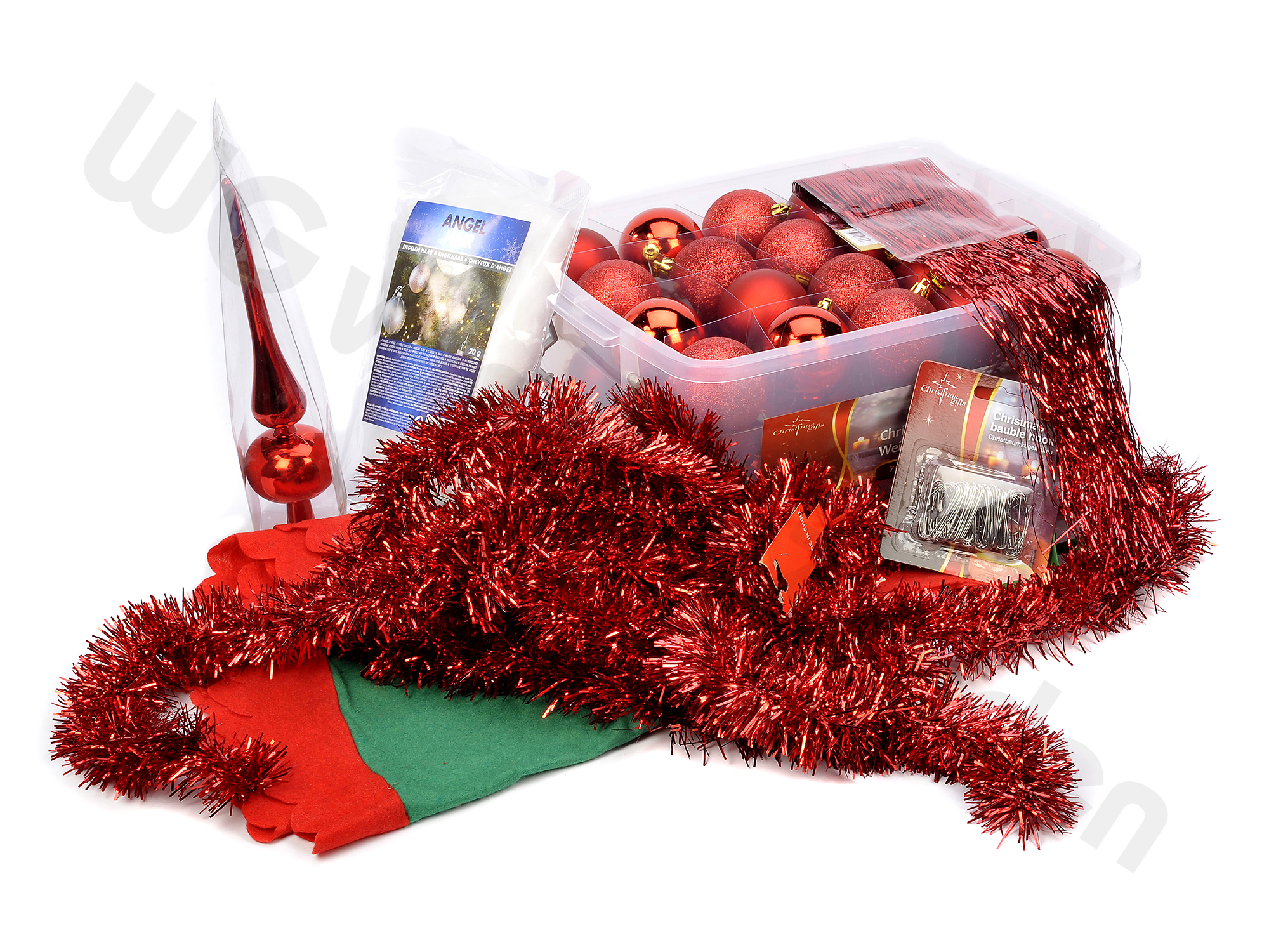 980270R XMAS TREE DECORATION SET FOR TREE RED LUXURY