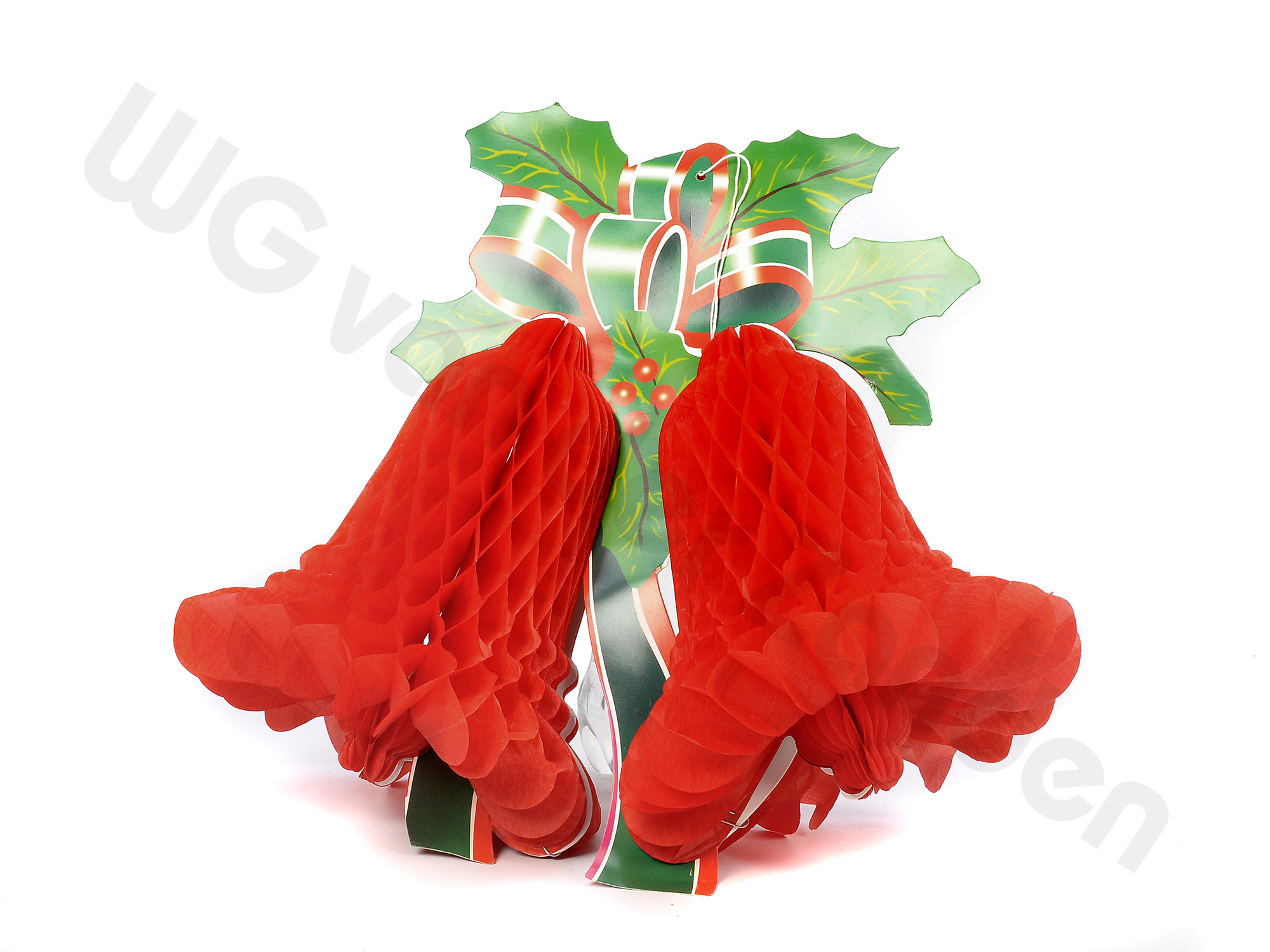 980523 XMAS HANGING DECO BELLS PAPER HONEYCOMB RED