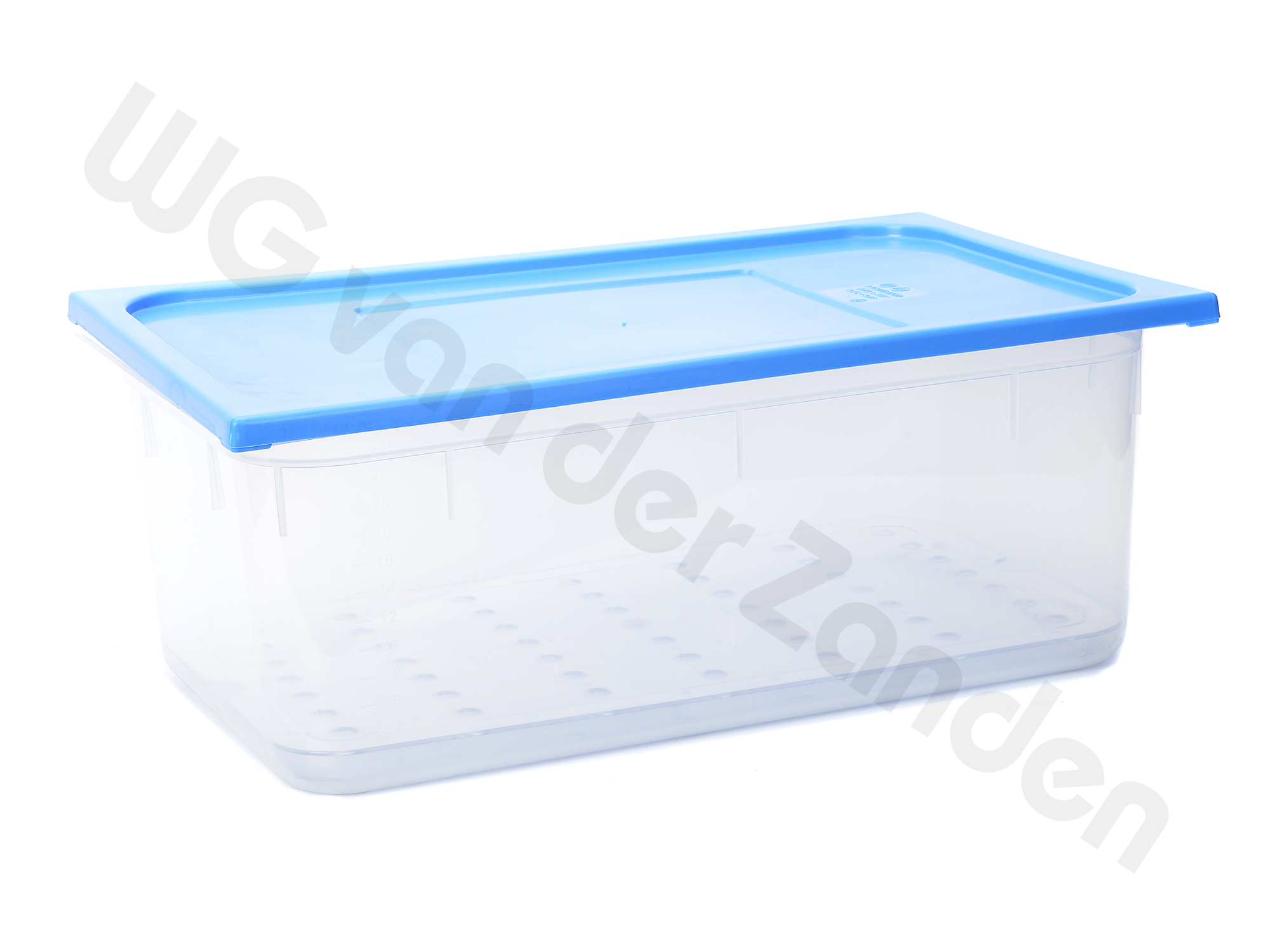 BP1052 THAWING CONTAINER PLASTIC WITH GRID / BLUE LID 53X32.5X20CM