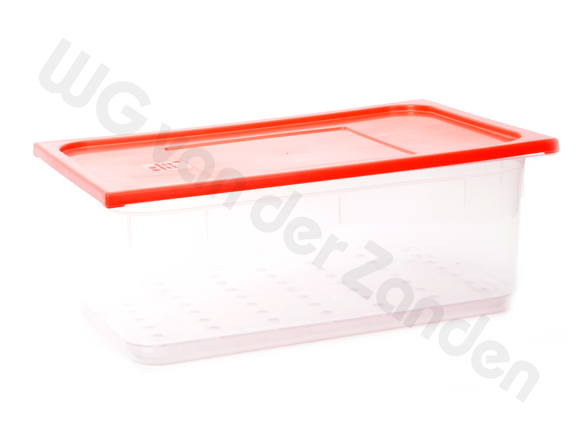 BP1053 THAWING CONTAINER PLASTIC WITH GRID / RED LID 53X32.5X20CM