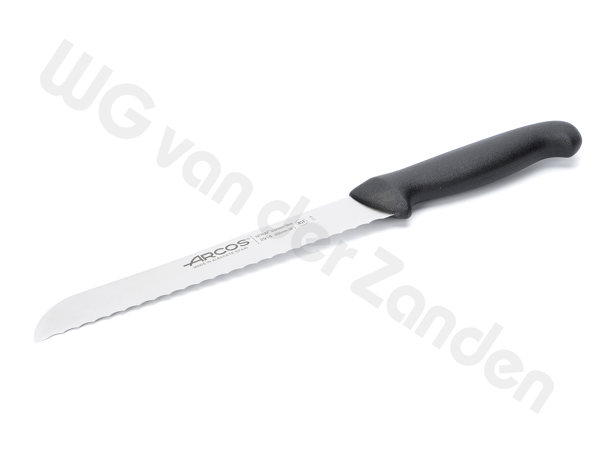 BP1076 BREAD KNIFE 20CM BLACK HANDLE ARCOS